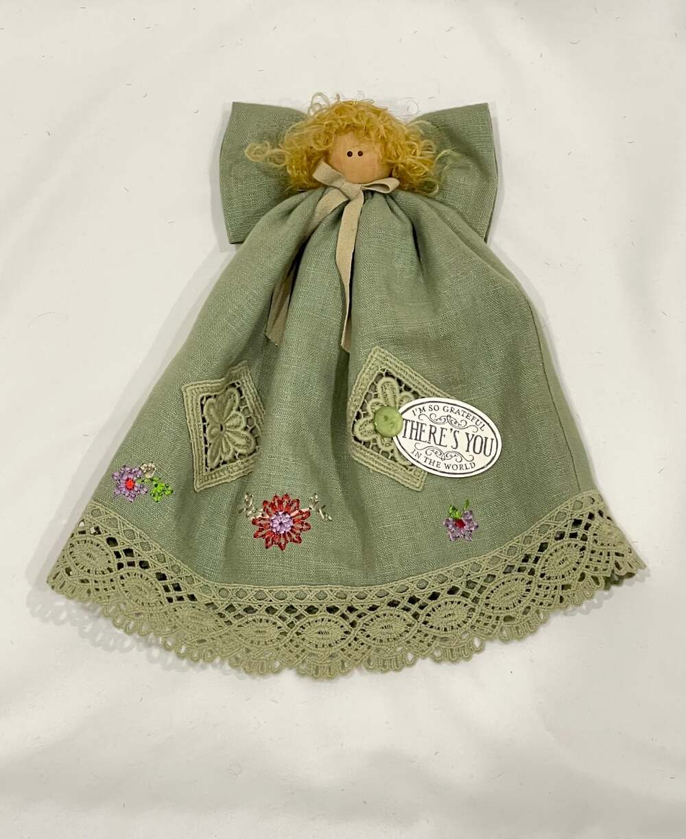 10” Country Angel In green Dress